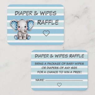 Cute Elephant with Blue Polka Dots Baby Raffle Enclosure Card