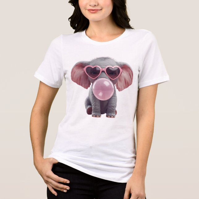 Cute Elephant with Bubble Gum Tee (Front)