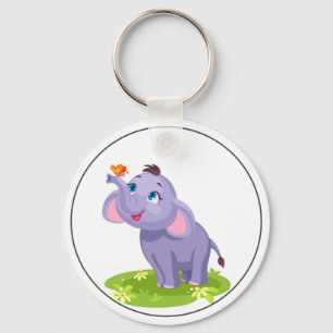 Cute Elephant with butterfly Key Ring