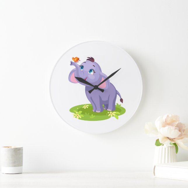 Cute Elephant with butterfly wall clock (Home)