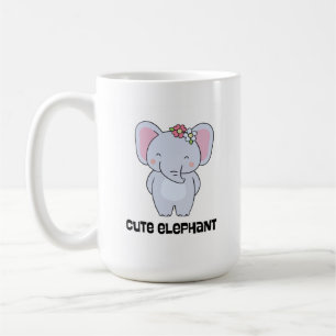 Cute Elephant with Flower Headband Coffee Mug