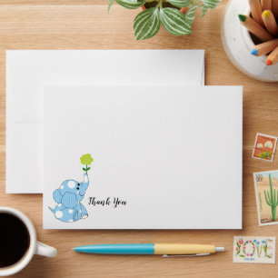 Cute Elephant With Flower Thank You Baby Shower Envelope