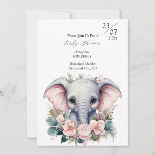 Cute Elephant with Flowers Invitation