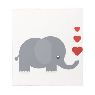 Cute elephant with hearts whimsical love notepad