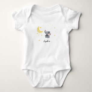 Cute Elephant With Little Butterfly Baby Bodysuit