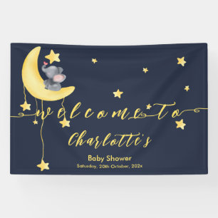 Cute Elephant With Little Butterfly Baby Shower Banner