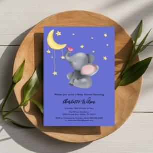 Cute Elephant With Little Butterfly Baby Shower Invitation