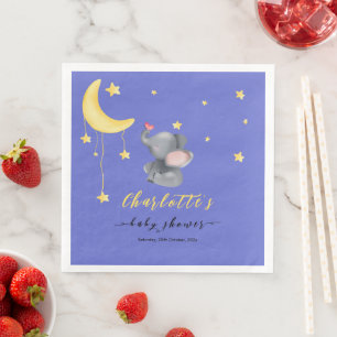 Cute Elephant With Little Butterfly Baby Shower Napkin