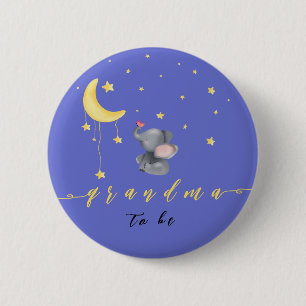 Cute Elephant With Little Butterfly Grandma-to-be 6 Cm Round Badge