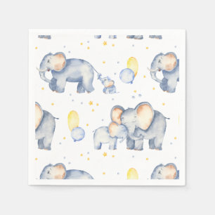 Cute Elephant with Mummy Watercolor Baby Shower Napkin