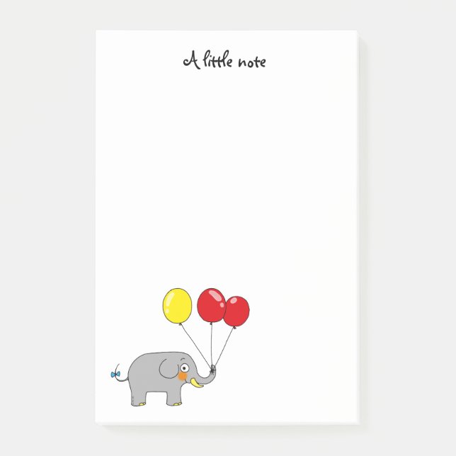 cute elephant with party balloons post-it notes (Front)