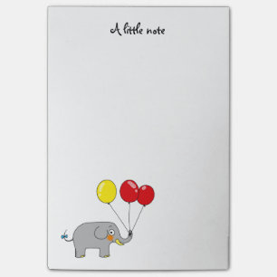 cute elephant with party balloons post-it notes