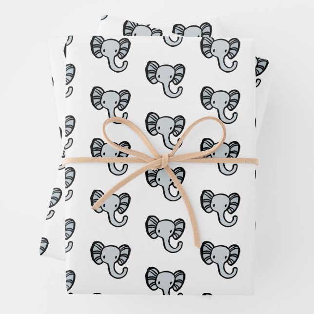 Cute elephant wrapping paper sheet (In situ)
