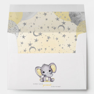 Cute Elephant Yellow Balloons Baby Shower Envelope