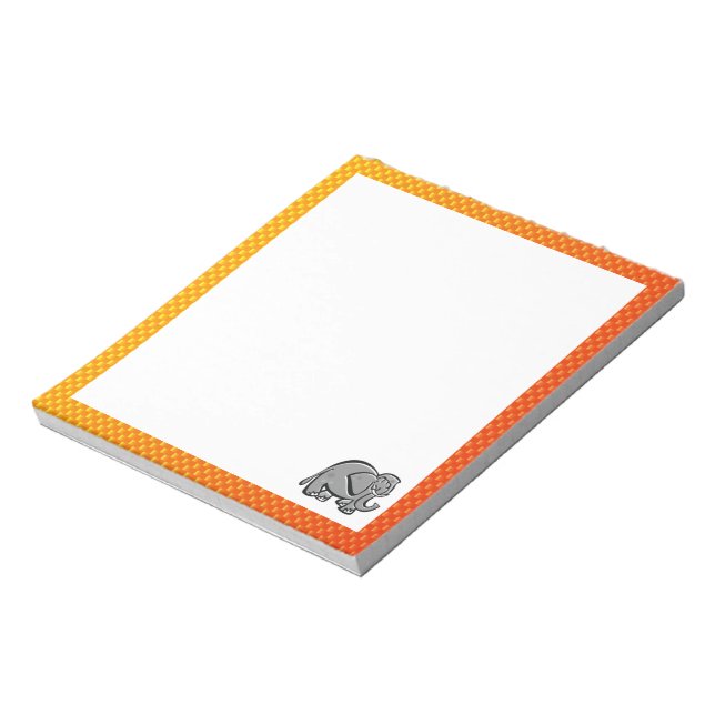 Cute Elephant; Yellow Orange Notepad (Rotated)