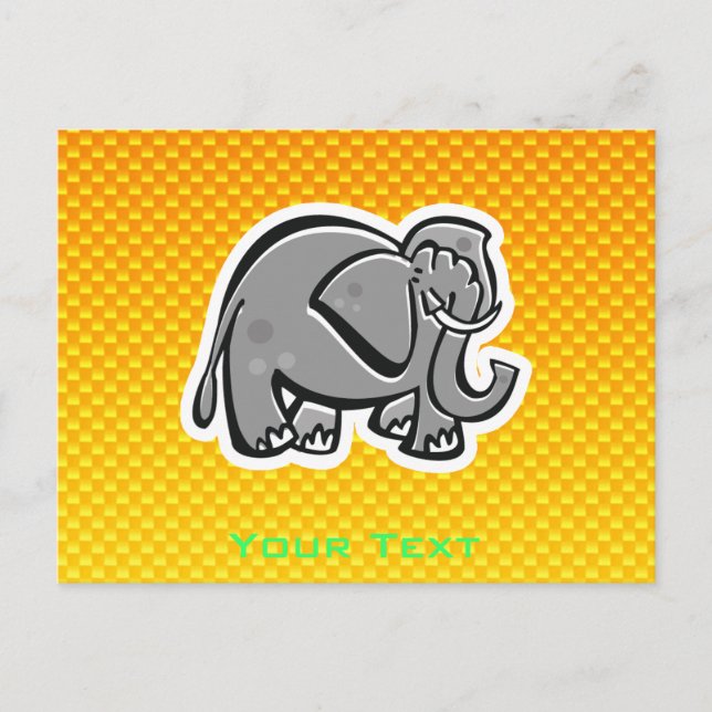 Cute Elephant; Yellow Orange Postcard (Front)