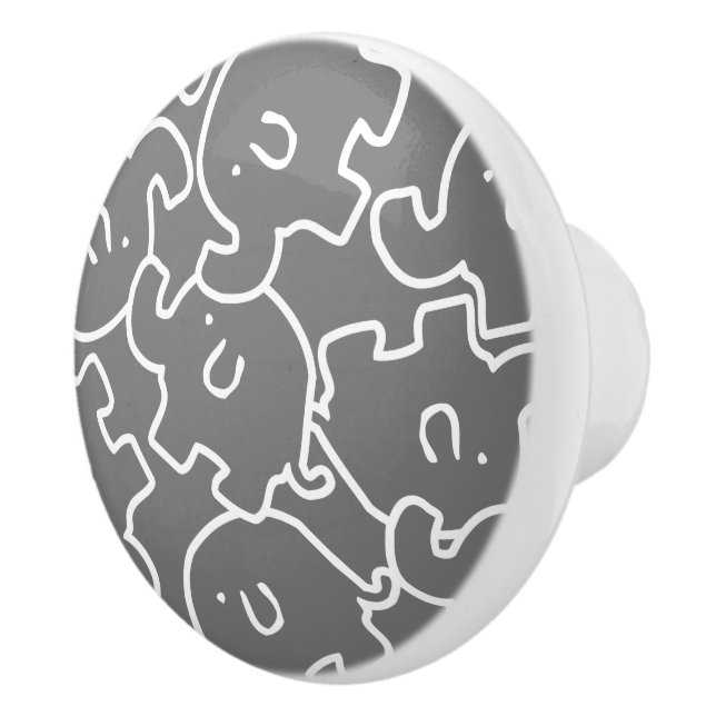 Cute Elephants Grey And White Door Knob (Right)