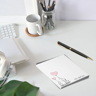 Cute elephants holding heart shaped balloons notepad