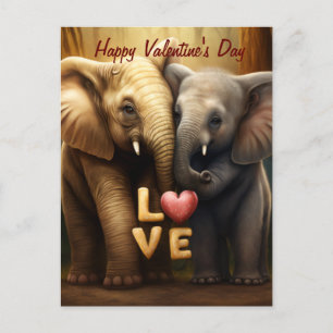 Cute elephants in love  postcard