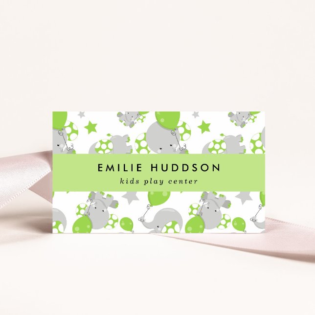Cute Elephants, Kids Play Centre, Activity Centre Business Card (Creator Uploaded)