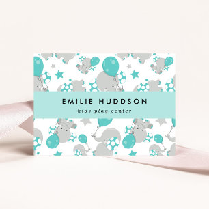 Cute Elephants, Kids Play Centre, Activity Centre Business Card