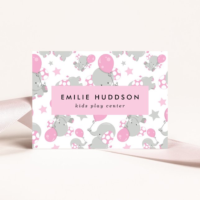 Cute Elephants, Kids Play Centre, Activity Centre Business Card (Creator Uploaded)
