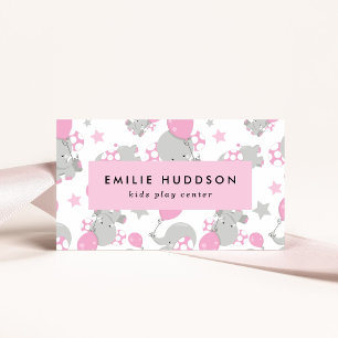 Cute Elephants, Kids Play Centre, Activity Centre Business Card
