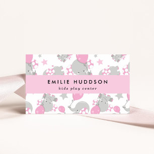Cute Elephants, Kids Play Centre, Activity Centre Business Card