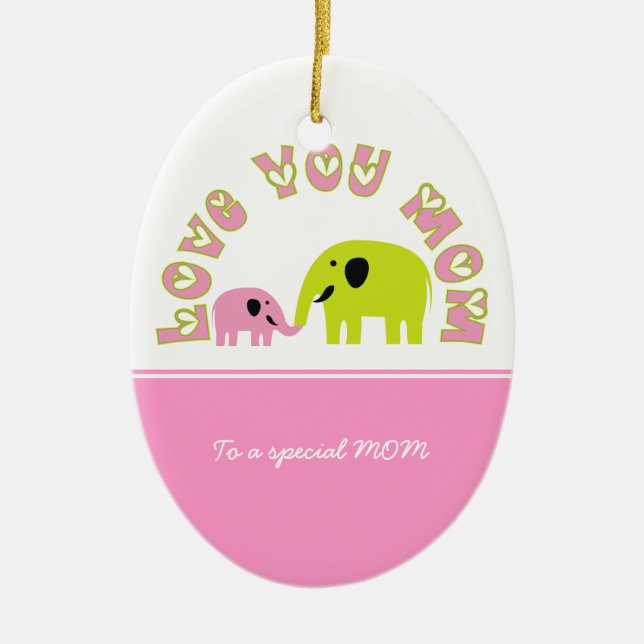 Cute Elephants Mother Child Mother's Day gift Ceramic Tree Decoration (Front)