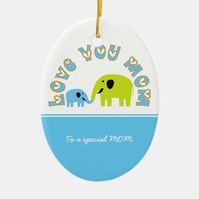 Cute Elephants Mother Child Mother's Day gift Ceramic Tree Decoration (Front)
