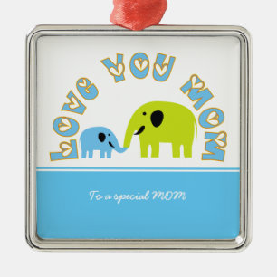 Cute Elephants Mother Child Mother's Day gift Metal Tree Decoration