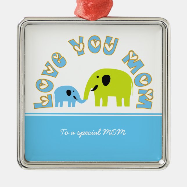 Cute Elephants Mother Child Mother's Day gift Metal Tree Decoration (Front)