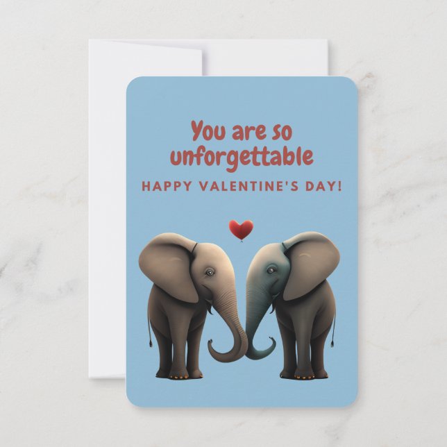 Cute Elephants Valentine's Day Card (Back)