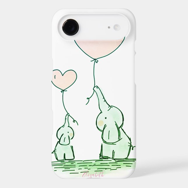Cute Elephants With Balloons  -Personalised Case-Mate iPhone Case (Back)