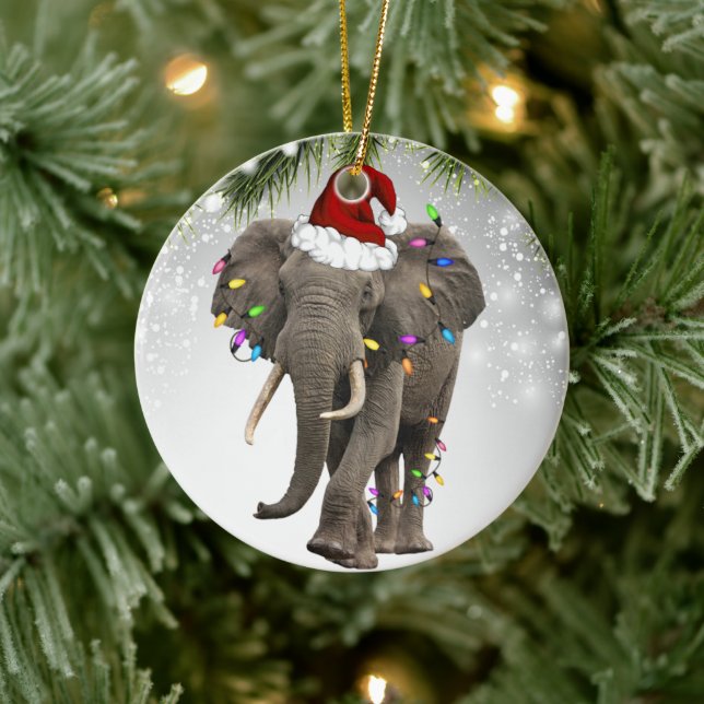 Cute Elephent Jungle Wildlife african animals zoo Ceramic Ornament (Tree)