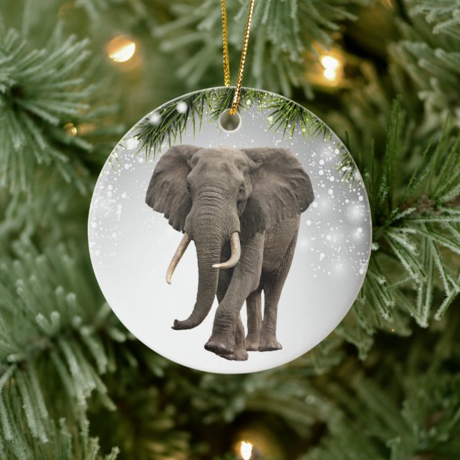 Cute Elephent Safari Wildlife african animals zoo Ceramic Ornament (Tree)