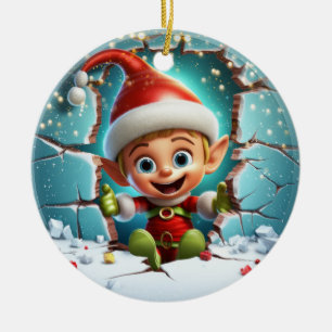 Cute Elf 3D Ceramic Ornament