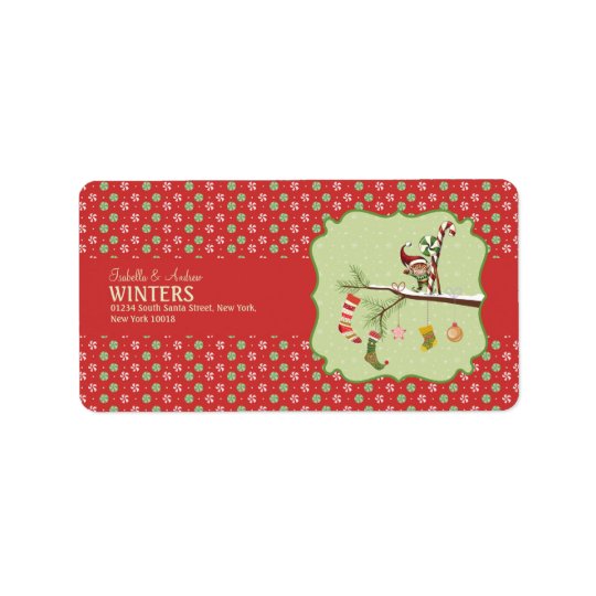 Cute Elf and Christmas Socks Address Label