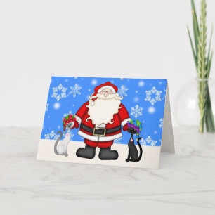 Cute Elf Cats and Santa Christmas  Holiday Card