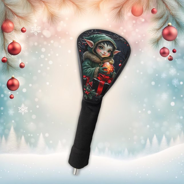 Cute Elf Child in Green Hooded Coat Golf Head Cover (Creator Uploaded)