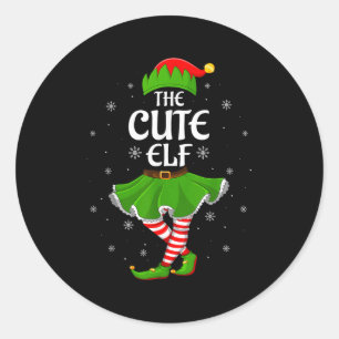 Cute Elf Christmas Family Girls Women Elf Squad Xm Classic Round Sticker