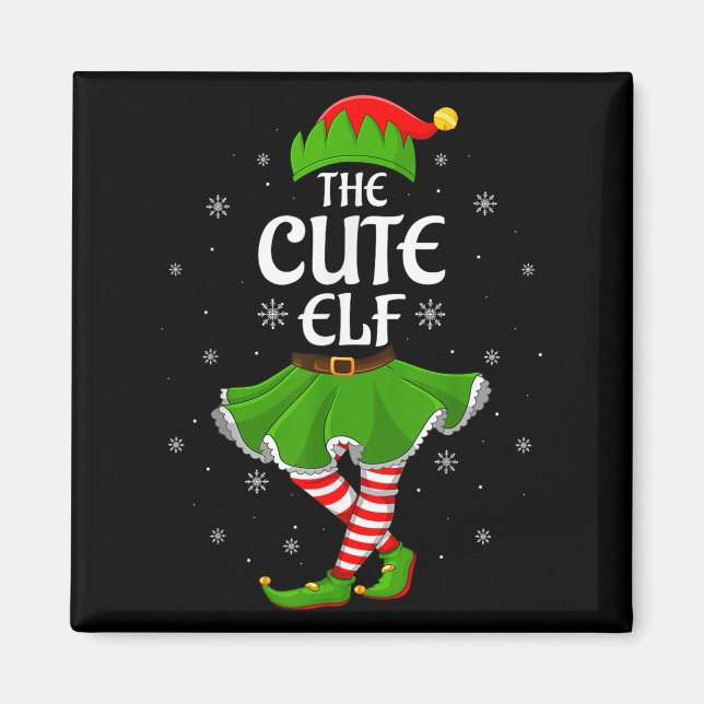 Cute Elf Christmas Family Girls Women Elf Squad Xm Magnet (Front)
