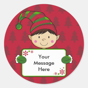 Cute Elf Christmas Gift Tag Sticker