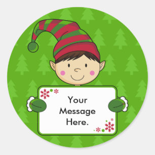 Cute Elf Christmas Gift Tag Sticker