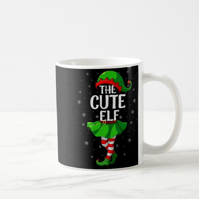 Cute Elf Christmas Girls Women Elf Squad Xmas Fami Coffee Mug (Right)