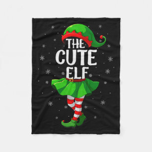 Cute Elf Christmas Girls Women Elf Squad Xmas Fami Fleece Blanket