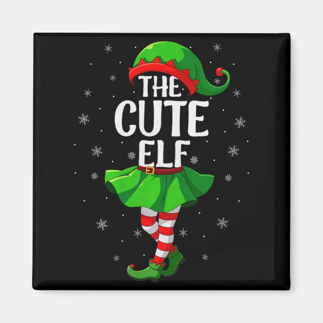 Cute Elf Christmas Girls Women Elf Squad Xmas Fami Magnet (Front)