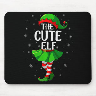 Cute Elf Christmas Girls Women Elf Squad Xmas Fami Mouse Pad