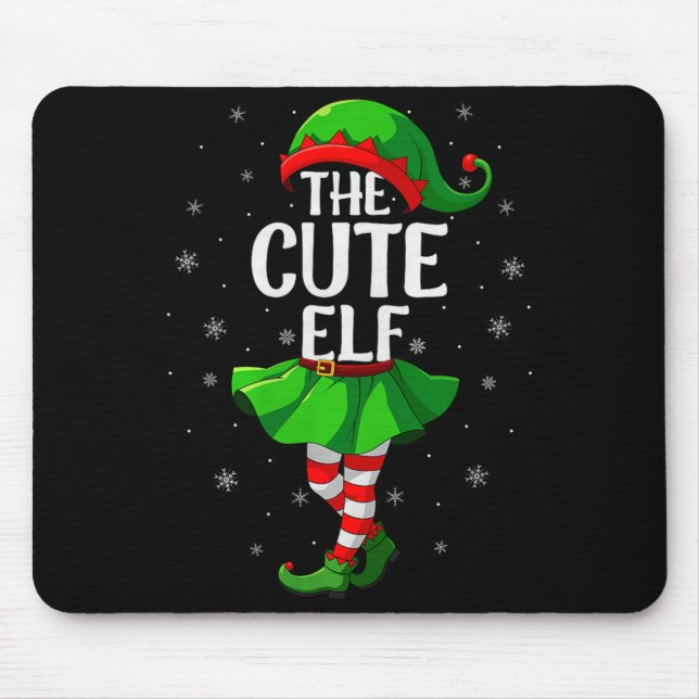 Cute Elf Christmas Girls Women Elf Squad Xmas Fami Mouse Pad (Front)