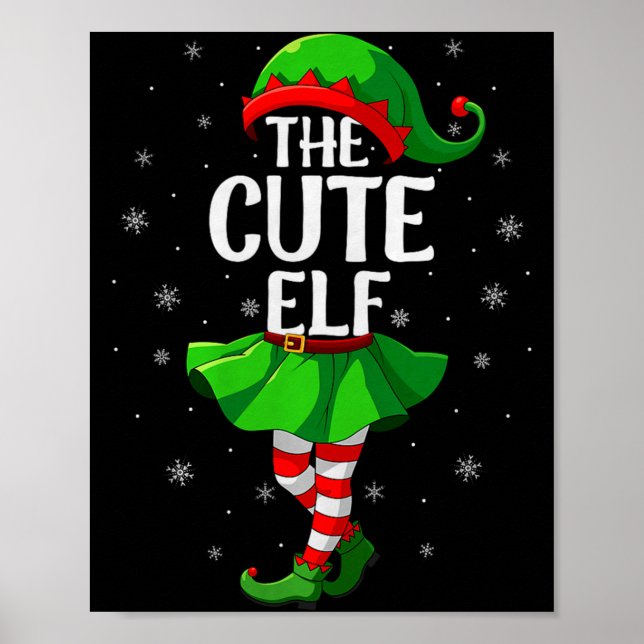 Cute Elf Christmas Girls Women Elf Squad Xmas Fami Poster (Front)